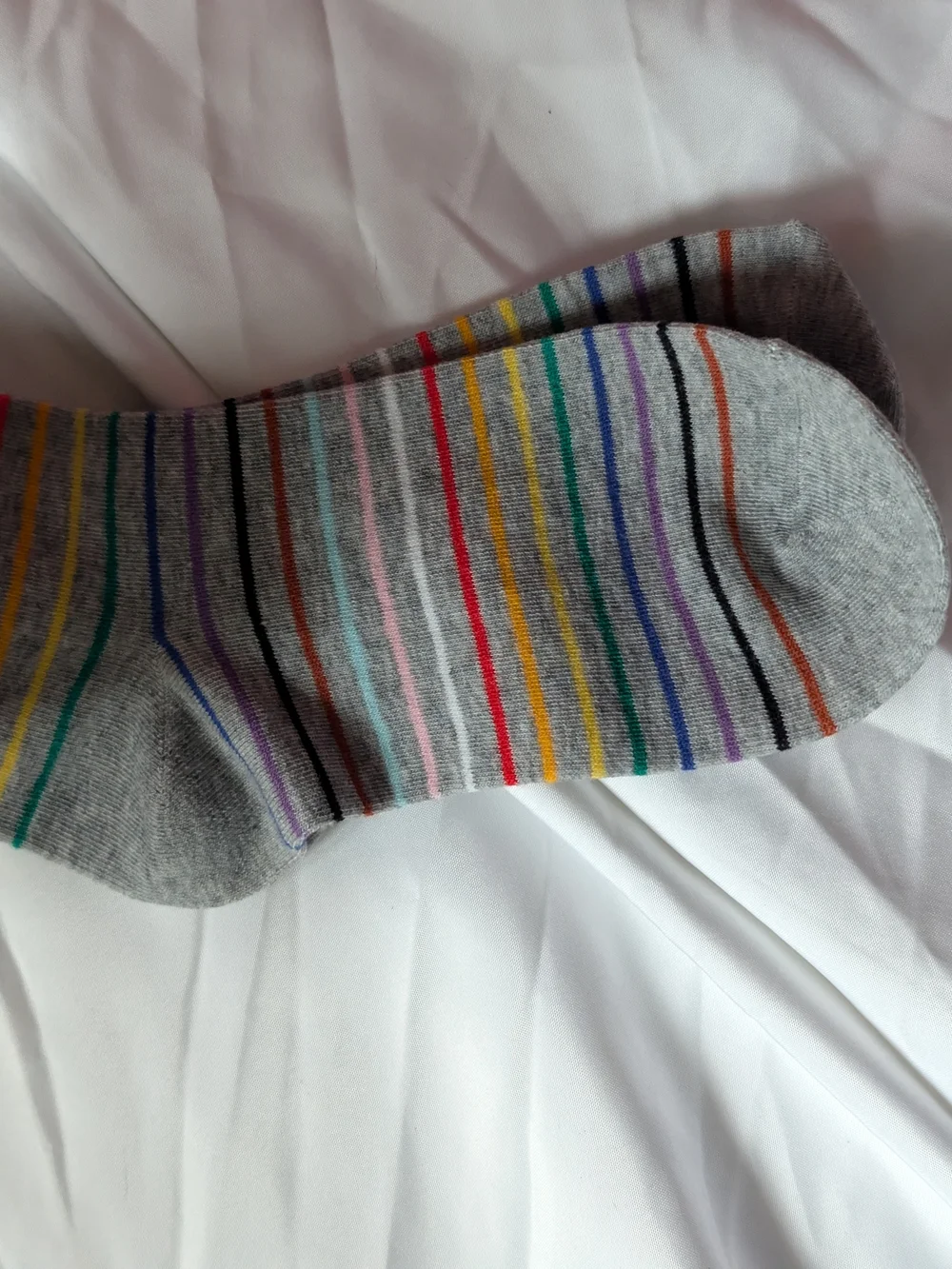 Old Navy Men's Rainbow Stripe Crew Socks - Yellow, Green, Blue, Purple, Red - Picture 3 of 6